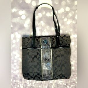 Coach Black Tote jacquard with Snake